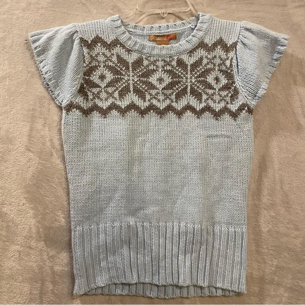 Rocket R-898 Sweater Women’s Medium Lt.Blue Winter Print Angel Sleeve New
